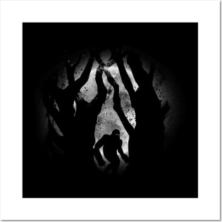 Bigfoot Full Moon Creepy Forest Design Posters and Art